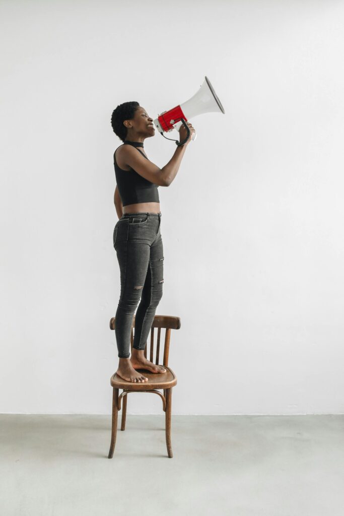 woman with megaphone